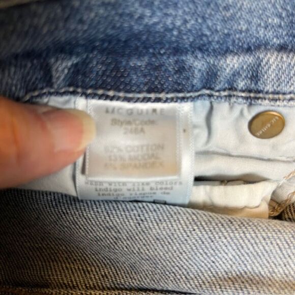 MCGUIRE Damn Fine High Rise Button Fly Jeans Medium Wash Distressed Size 26 - Picture 8 of 12